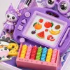 Children's learning stationery set, purple multi-functional drawing board, abacus, number block, pencil, cartoon doll, storage box combination products Application Scenario